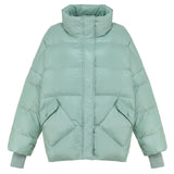 Women Winter Coats Puffer Jacket Down Coat Short Down Jacket Female Loose Fashion White Duck Down Stand Collar Coat