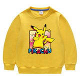 Children Pokemon Pikachu Hoodie Solid Color Cotton Sweater Neutral