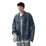 Denim Varsity Jacket Men's Autumn Jacquard Full Printed Loose Jacket