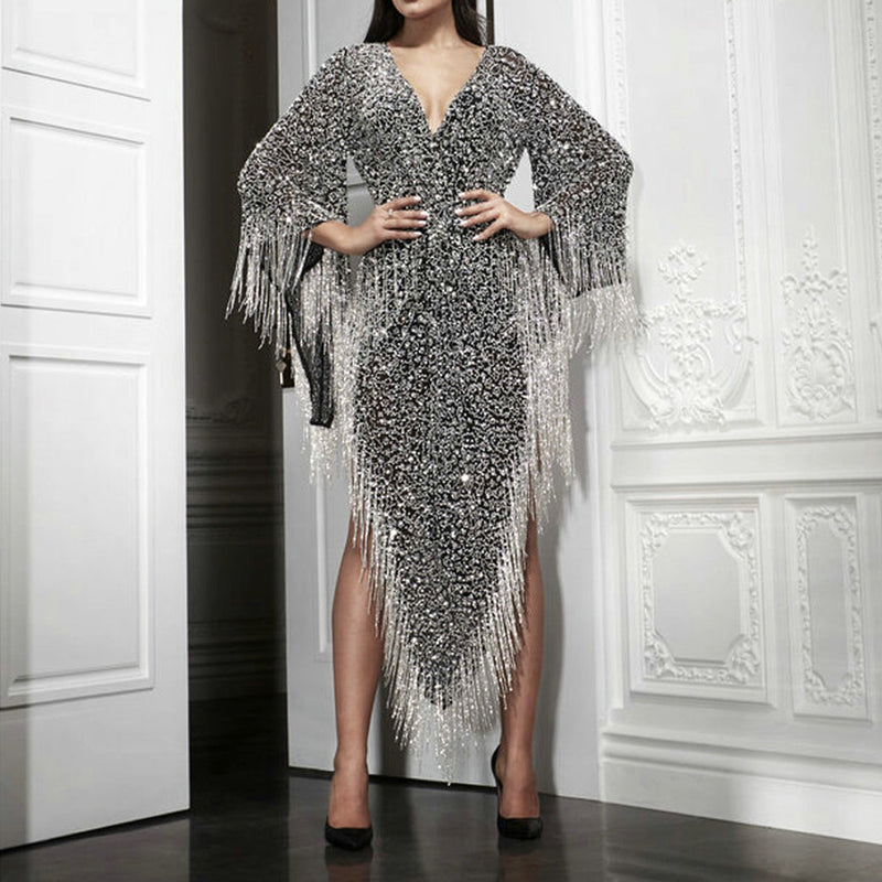 Lady Gaga Dress Sequined Long Sleeve Sexy Dress