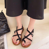 Women Open Toe Sandals Flats Summer Flat Flip Flop Elastic Band Roman Sandals