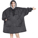 Hoodies Blankets Autumn and Winter Solid Color Plaid Lazy Blanket Multi-Pocket Leisure