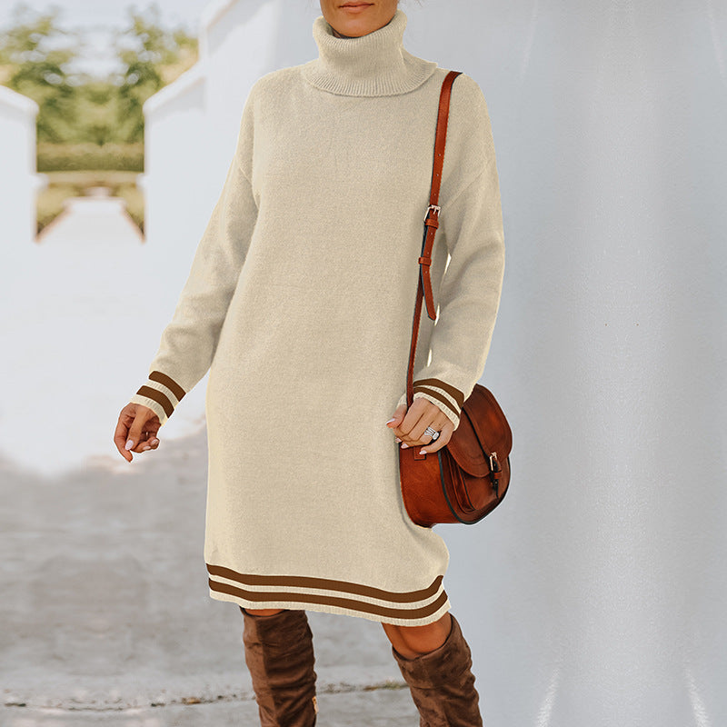 Women Fall Outfits Sweater Skirt Turtleneck Long Sleeve Knitted Dress