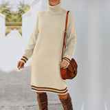 Women Fall Outfits Sweater Skirt Turtleneck Long Sleeve Knitted Dress