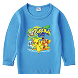 Children Pokemon Pikachu Hoodie Spring and Autumn Undershirt Boys and Girls T-shirt