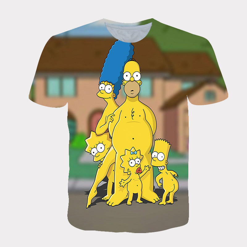 Homer Simpson Shirt Cartoon 3D Digital Printing Casual T-shirt