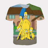 Homer Simpson Shirt Cartoon 3D Digital Printing Casual T-shirt