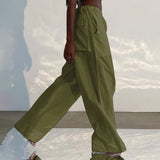 Julia Fox Low Rise Trousers Loose Casual Pants Solid Color Trousers