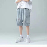 Men Denim Shorts Ripped Denim Shorts Men's Summer Loose