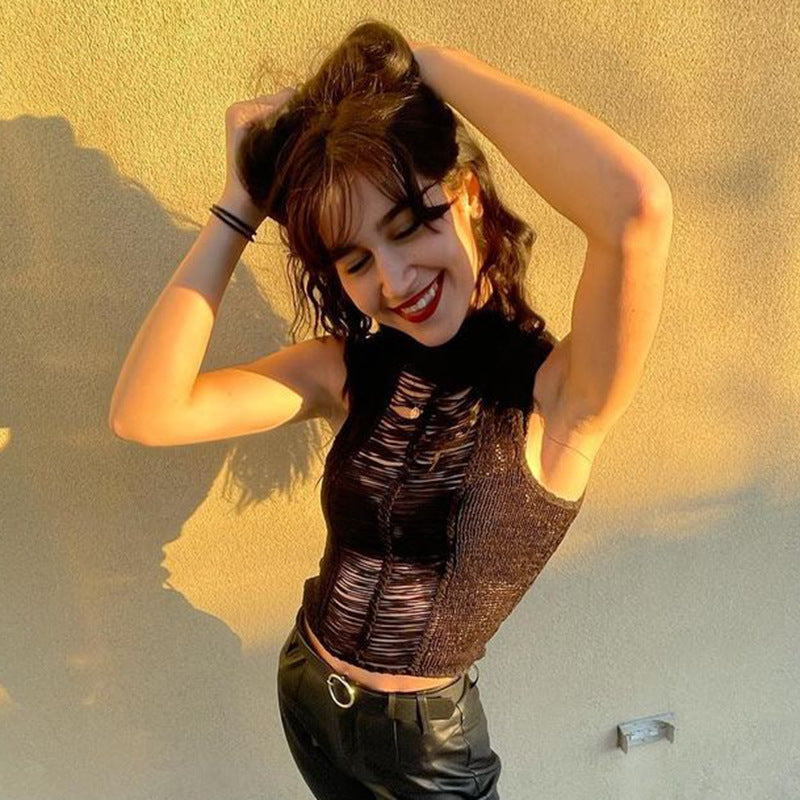 Women Rave Outfits Tops Summer Sexy Hollow Vest Camisole Hot Girl