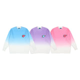 Mens Fall Outfits Gradient Heart Printing round Neck Pullover Knitted Sweater Men and Women