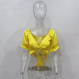 Maddy Euphoria Outfits V-neck Seersucker Sexy Top Spring and Summer Women's Clothing