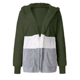 Women Winter Coats Women's Jacket Long-Sleeved Hooded Contrast Color Loose Women's Wear Coat