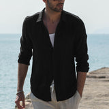 White Work Shirts Spring and Autumn Men's Shirt Casual Cotton and Linen Long Sleeve Shirt