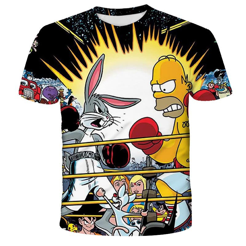 Homer Simpson Shirt Fashion T-shirt Printed Summer Casual