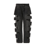 Mens Fall Outfits Worn Looking Washed-out Loose Wide Leg Straight Jeans Men's Slippers Floor Pants