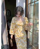 Aesthetic Dress Vintage Dress Long Sleeve Floral Dress