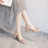 Nude Block Heel Peep Toe Sandals