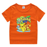 Children Pokemon Pikachu T Shirt Cotton Short Sleeve round Neck T-shirt Sports Casual Cute