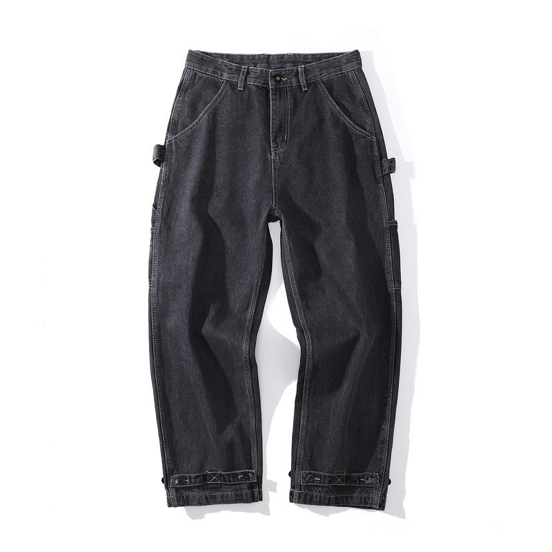 Mens Fall Outfits Vintage Loose Jeans Men's Straight Casual Hip Hop Wide-Leg Pants