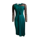 Nina Parker plus Size Dresses Mesh Slim Fit Patchwork Sheath Split Dress