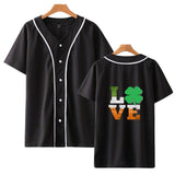Saint Patrick'S Day Closing Clothing Festival Thin Baseball Uniform Short Sleeve T-Shirt Plus Size Retro Sports