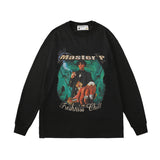 Mens Fall Outfits Paisley Love Cow Puff Print Long Sleeve T-shirt Men and Women Autumn Couple's Tops