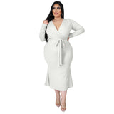 Nina Parker plus Size Dresses Dress Sexy V-neck Long Sleeve Narrow