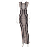 Victoria Beckham Dresses Women's Summer Fashion Printed Slim round Neck