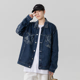 Denim Jacket Men's Autumn and Winter Jacquard Loose Student Top All-Matching Jacket