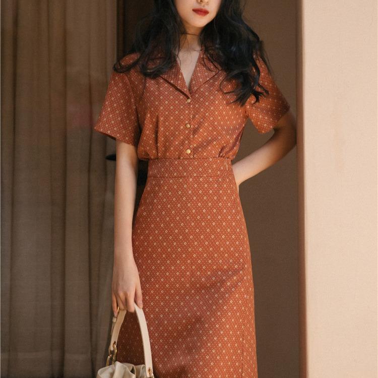 Women's Cottagecore Dress Summer Suit Women's Printed Top Skirt Wear Suit