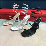 Nude Block Heel Peep Toe Stiletto Sandals
