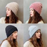 Women Winter Hats Women's Autumn and Winter Fashion Rabbit Fur Solid Color Knitted Hat Winter