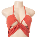 Summer Solid Color Sleeveless Drawstring Strap Backless Slim Fit Trousers Jumpsuit