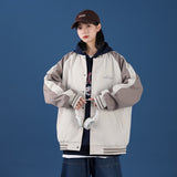 Black Varsity Jacket Stitching Autumn Men and Women Couple Flight Suit Embroidered Stand Collar Loose Baseball Uniform Jacket Coat