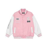 Baby Blue Varsity Jacket Loose Casual Fashion For Men And Women