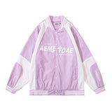 Baby Blue Varsity Jacket Printing Baggy Coat Men's Baseball Uniform Autumn