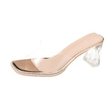 Nude Strappy Block Heels Transparent Sandals