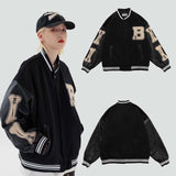 Skeleton Varsity Jacket Spring and Autumn Coat Women's Baseball Uniform Loose Stitching Jacket Top