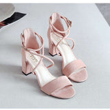 Nude Block Heel Peep Toe Sandals