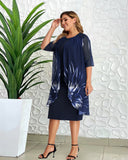 Nina Parker Black Dress plus Size Elegant Graceful Knitted Lace Cloak Dress