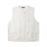 Men Sweater Vest Solid Color Multi-Pocket Leisure Cargo Vest Coat Men's Loose V-neck Sleeveless Tank Top