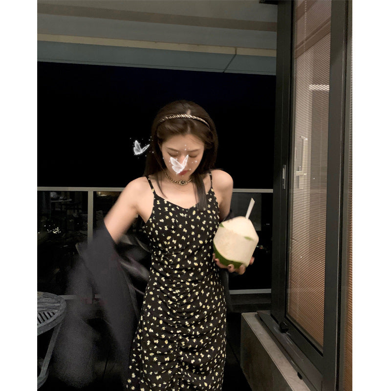 Aesthetic Dress Women's Spring Dress Tight Waist Slit A- line Skirt Tide