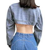 90S Outfits Washed Short Denim Jacket Fall Loose Overalls Women