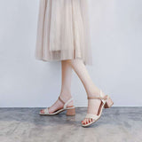 Nude Block Heel Peep Toe Sandals