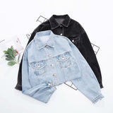 Brown Cropped Varsity Jacket Lapel Denim Jacket Denim Jacket Coat