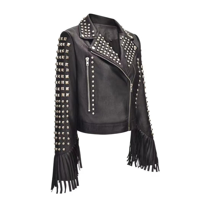 Punk Rock Jacket Rivet Graffiti Punk Pu Jacket