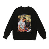 Mens Fall Outfits Vintage Floral Print Long Sleeves T-shirt Men's Loose High Street Hiphop Top