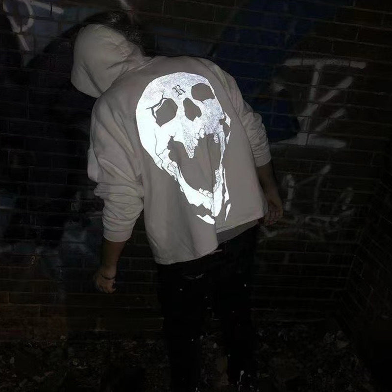 Bone Vlone Hoodie Skull Print Velvet Padded Hooded Sweatshirt Male Hoodie Coat