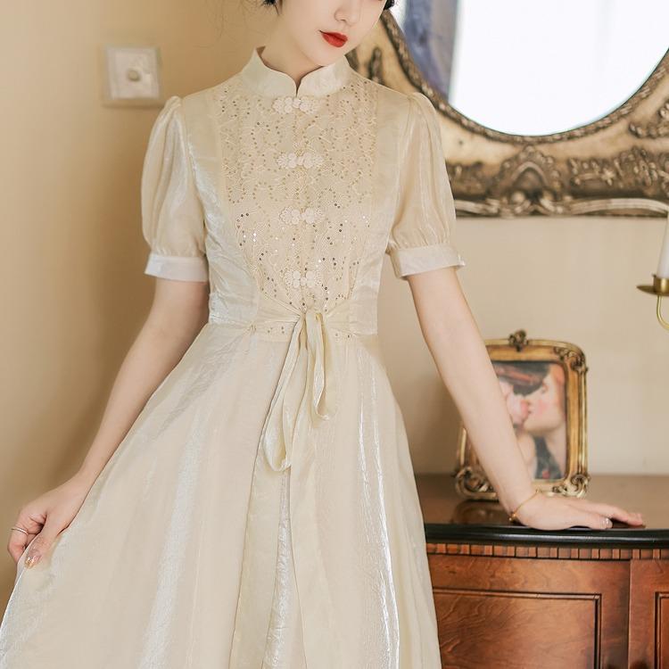 Women Cottagecore Dress Chinese Republican Style Women's Clothes Vintage Small Dress Summer Daily Wearable Young Cheongsam Improved Dress